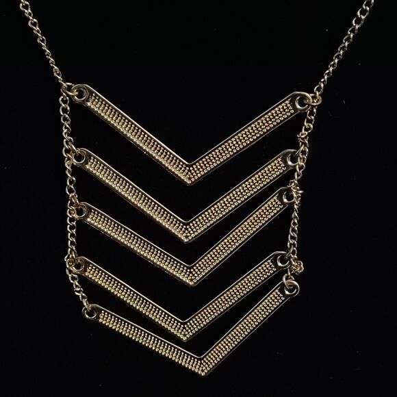 Golden-Toned Chevron Necklace, 22" - Picture 2 of 3